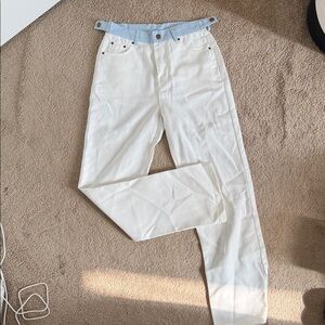 White Pants with Blue Waistband
